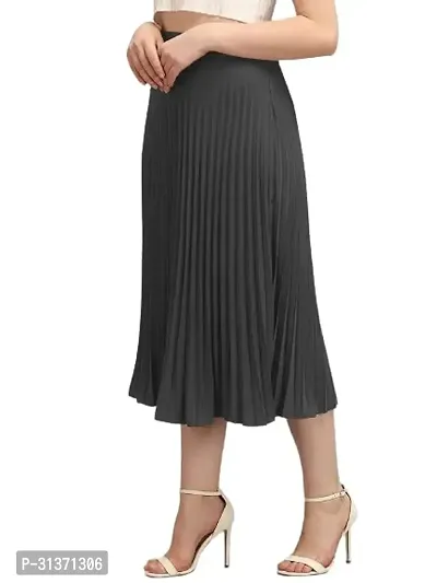 Elegant Grey Crepe Solid Skirts For Women