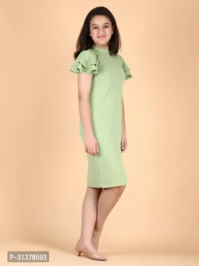 Stylish Green Wool Dress For Girls-thumb5