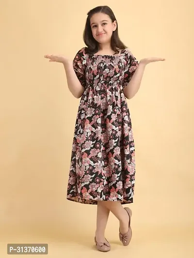 Stylish Multicoloured Crepe Dress For Girls-thumb4