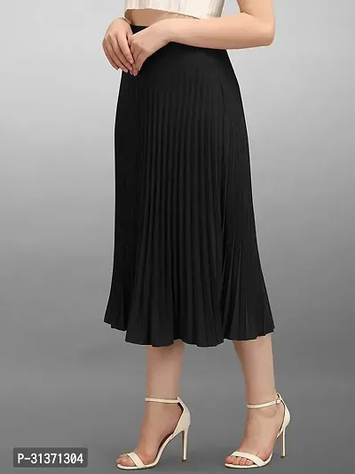 Elegant Black Crepe Solid Skirts For Women-thumb2