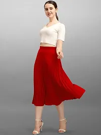 Elegant Red Crepe Solid Skirts For Women-thumb3