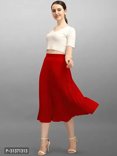 Elegant Red Crepe Solid Skirts For Women-thumb4