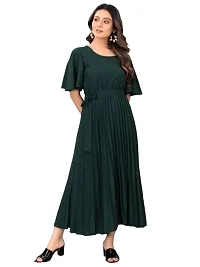 Stylish Green Crepe Dresses For Women-thumb1