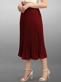 Elegant Maroon Crepe Solid Skirts For Women-thumb1