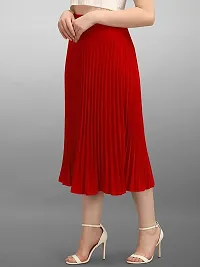 Elegant Red Crepe Solid Skirts For Women-thumb1