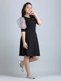 Stylish Black Cotton Dress For Girls-thumb3