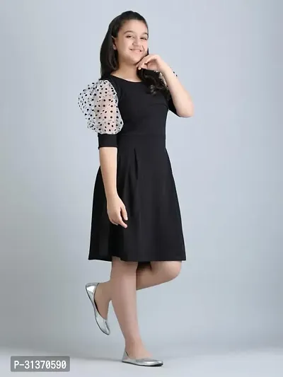 Stylish Black Cotton Dress For Girls-thumb5