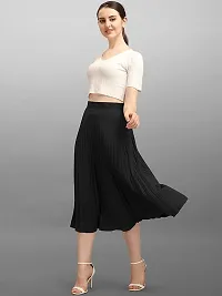 Elegant Black Crepe Solid Skirts For Women-thumb4