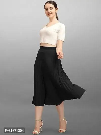 Elegant Black Crepe Solid Skirts For Women-thumb5