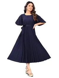 Stylish Blue Crepe Dresses For Women-thumb1