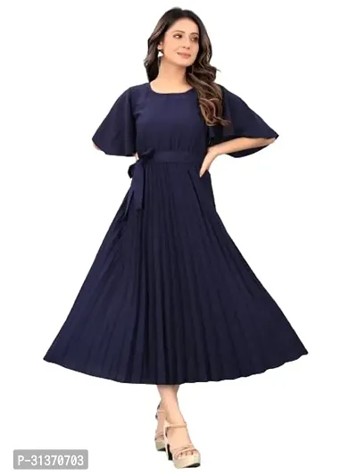 Stylish Blue Crepe Dresses For Women-thumb2