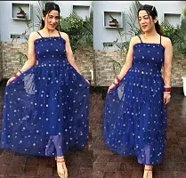 Stylish Navy Blue Net Dresses For Women-thumb1