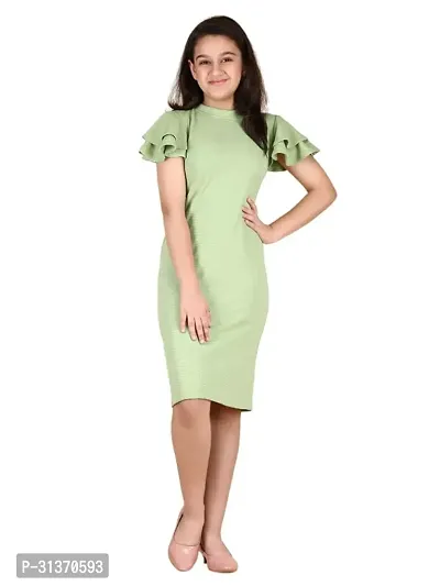 Stylish Green Wool Dress For Girls