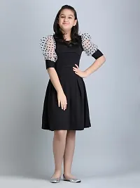 Stylish Black Cotton Dress For Girls-thumb1