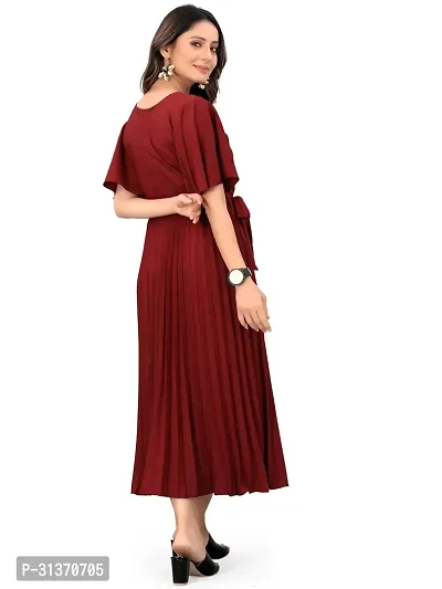 Stylish Maroon Crepe Dresses For Women-thumb2