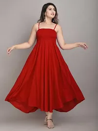 Stylish Red Rayon Dresses For Women-thumb1