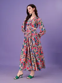 Stylish Crepe Printed Long Dress For Women-thumb1