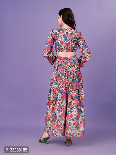 Stylish Crepe Printed Long Dress For Women-thumb3