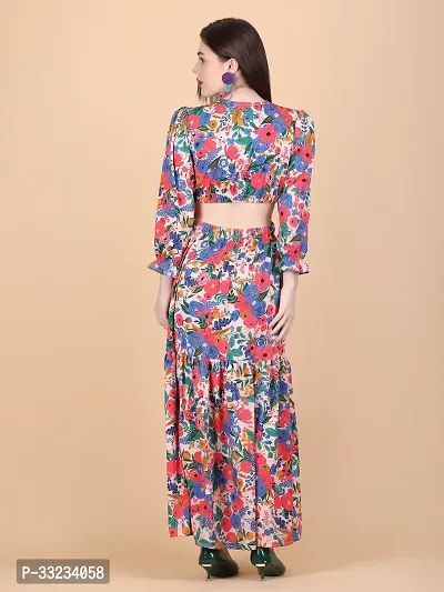 Stylish Multicoloured Polyester Printed Maxi Dress For Women-thumb2