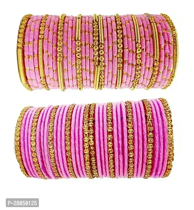 Elegant Pink Glass Cubic Zirconia Bangles or Bracelets For Women Pack of 68-thumb0