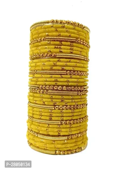 Elegant Yellow Glass Cubic Zirconia Bangles or Bracelets For Women Pack of 34-thumb0