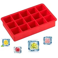 Zollyss Ice Cube Trays, 2 Pack Large Silicone Ice Cube Tray, Ice Cube Molds, Easy-Release 15-Ice Each Trays Can Makes 30 Ice Cubes, Stackable Flexible, Multicolor-thumb1