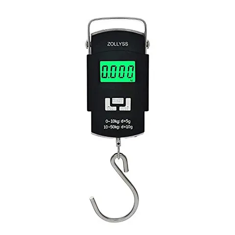 Zollyss Portable Digital 50 Kg Weighing Scale with Metal Hook (Black)
