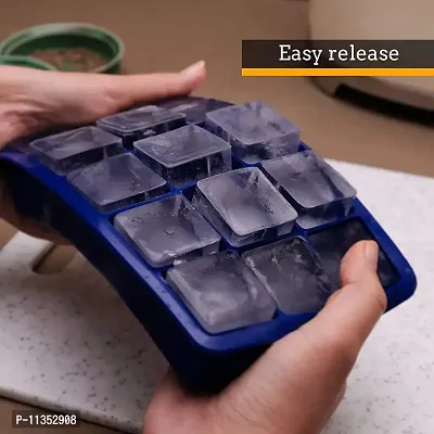 Zollyss Ice Cube Trays, 2 Pack Large Silicone Ice Cube Tray, Ice Cube Molds, Easy-Release 15-Ice Each Trays Can Makes 30 Ice Cubes, Stackable Flexible, Multicolor-thumb3