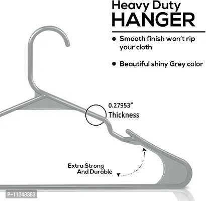 Zollyss Clothes Hanger Wardrobe Storage Organizer Rack (Pack of 10, Grey)-thumb5