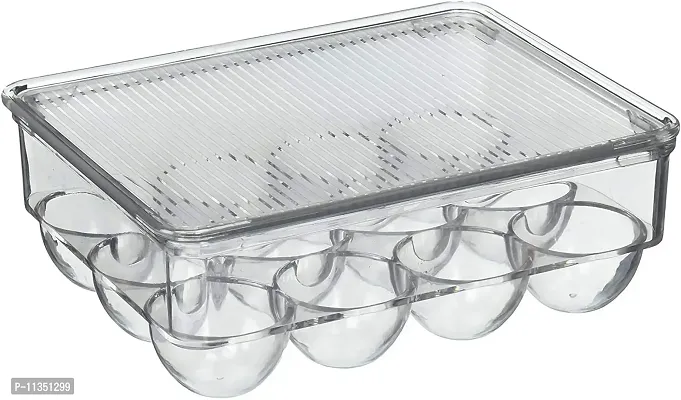 Gade Stackable Acrylic Covered Egg Storage Box or Egg Trays for Refrigerator, Carrier Bin - Holds 12 Eggs - 1 Pack - Clear