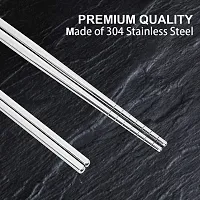 Zollyss 5 Pair 304 Stainless Steel Chopsticks Set Chinese Sliver Dinnerwaer Reusable Non-Slip Hashi Sushi Sticks Tableware Sets-thumb4