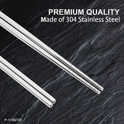 Zollyss 5 Pair 304 Stainless Steel Chopsticks Set Chinese Sliver Dinnerwaer Reusable Non-Slip Hashi Sushi Sticks Tableware Sets-thumb5