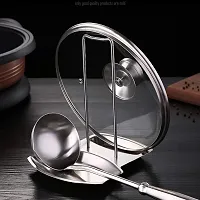 Zollyss Spoon Rest and Pot Lid Holder, Stainless Steel Pan Pot Cover Lid Rack Shelf Stand Holder Spoon Holder Utensil Rest Stove Organizer Storage Soup Spoon Rests Kitchen Tool-thumb2