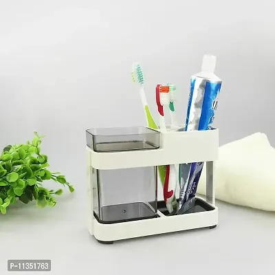 Zollyss Toothbrush Toothpaste Stand Holder With 1 Cup Bathroom Storage Organizer(acrylonitrile_butadiene_styrene)-thumb3