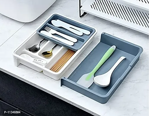 Zollyss Kitchen Drawer Organizer - Expandable Silverware Organizer/Utensil Holder and Cutlery Tray with Drawer Dividers for Flatware and Kitchen Utensils