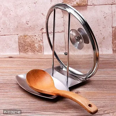 Zollyss Spoon Rest and Pot Lid Holder, Stainless Steel Pan Pot Cover Lid Rack Shelf Stand Holder Spoon Holder Utensil Rest Stove Organizer Storage Soup Spoon Rests Kitchen Tool-thumb0