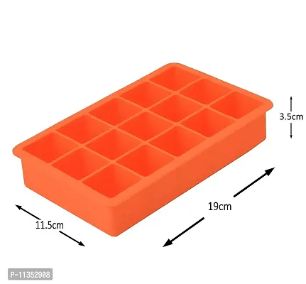 Zollyss Ice Cube Trays, 2 Pack Large Silicone Ice Cube Tray, Ice Cube Molds, Easy-Release 15-Ice Each Trays Can Makes 30 Ice Cubes, Stackable Flexible, Multicolor-thumb5
