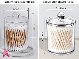 Zollyss Plastic Cotton Swab Ball Pad Holder, 10 Oz Qtip Apothecary Jar Clear Bathroom Container Organizer Dispenser-thumb4