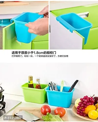 Zollyss Plastic Open-Top Kitchen Cabinet Door Hanging Trash Garbage Bin Can Rubbish Container (Random Colors)-thumb3