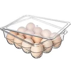 Gade Stackable Acrylic Covered Egg Storage Box or Egg Trays for Refrigerator, Carrier Bin - Holds 12 Eggs - 1 Pack - Clear-thumb1