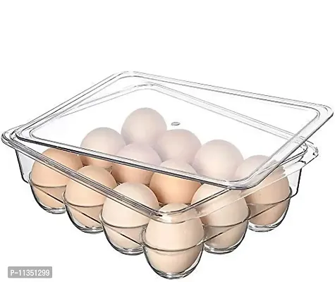 Gade Stackable Acrylic Covered Egg Storage Box or Egg Trays for Refrigerator, Carrier Bin - Holds 12 Eggs - 1 Pack - Clear-thumb2