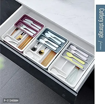 Zollyss Kitchen Drawer Organizer - Expandable Silverware Organizer/Utensil Holder and Cutlery Tray with Drawer Dividers for Flatware and Kitchen Utensils-thumb5