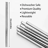 Zollyss 5 Pair 304 Stainless Steel Chopsticks Set Chinese Sliver Dinnerwaer Reusable Non-Slip Hashi Sushi Sticks Tableware Sets-thumb3