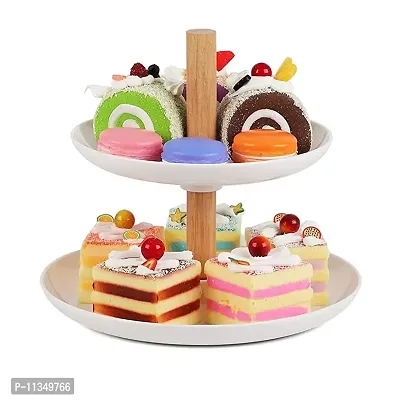 Zollyss 2 Tier Cake Stand Jewelry Platter Food Serving Tray Fruit Platter Elegant Wedding Cupcake Holder Cake Stand Round Display-thumb0