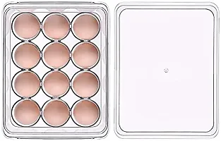 Gade Stackable Acrylic Covered Egg Storage Box or Egg Trays for Refrigerator, Carrier Bin - Holds 12 Eggs - 1 Pack - Clear-thumb4