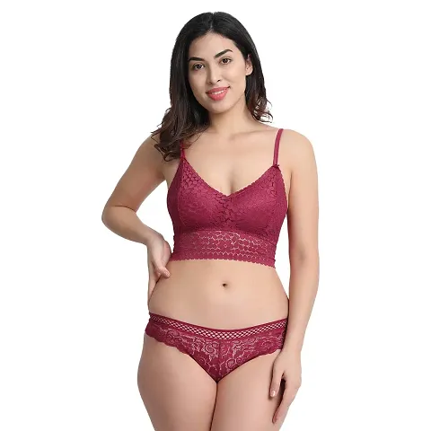 Lenriza Light Padded Full Coverage Non Wired Cotton Bra and Panty Set for Girls Women's