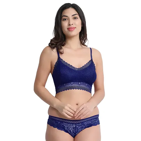 Lenriza Lace Non Padded Wirefree Bra and Panty Set for Woman