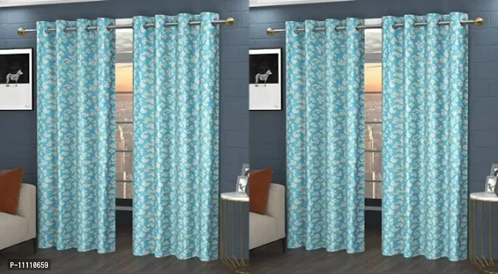 Premium Polyester Printed Door Curtains Combo 6 feet Long, Pack Of 2-thumb0