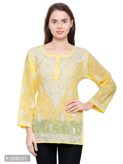 Yellow Cotton Embroidered Top