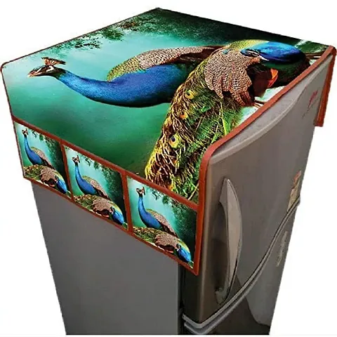 YUKU Waterproof Fridge Cover with Storage Bag, Dust-Proof Fridge Top Cover, Multicolour Assorted Design